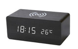 Factory Wholesale Smart Wireless Charging Sound Control Environmentally Friendly Mute Led Wooden Clock Wooden Home Electronic Alarm Clock